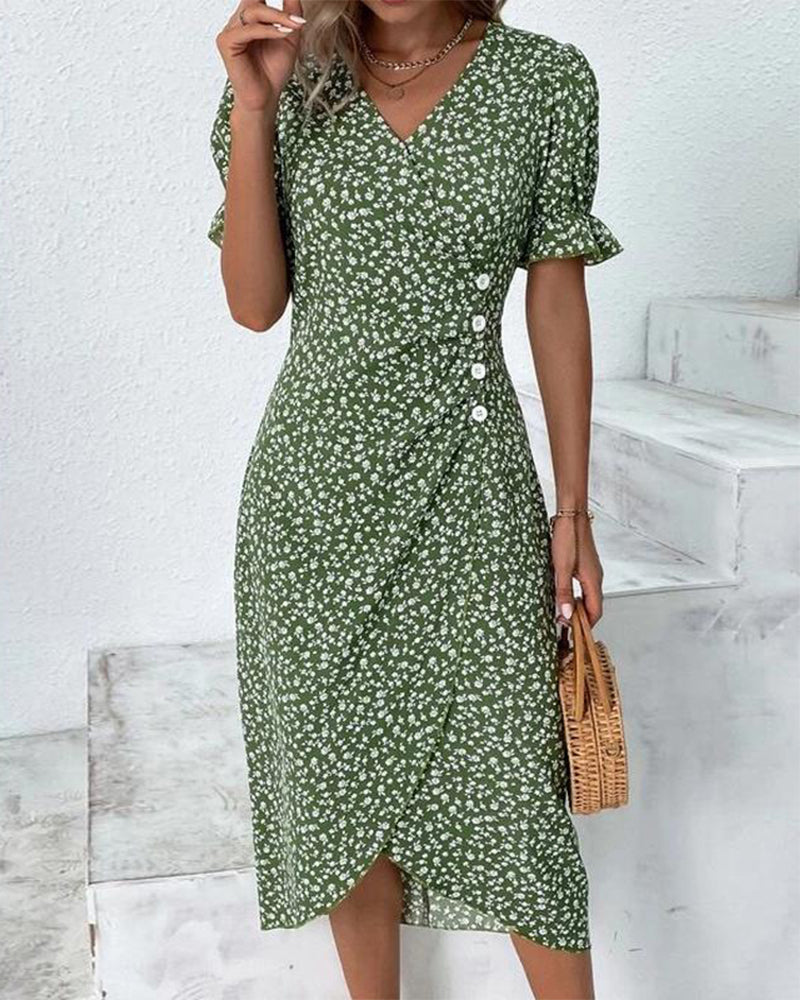 Meredith - Bloemen V-Hals Jurk