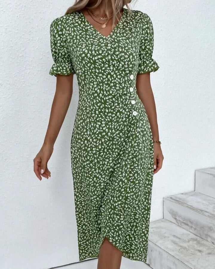Meredith - Bloemen V-Hals Jurk