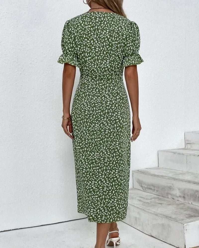 Meredith - Bloemen V-Hals Jurk