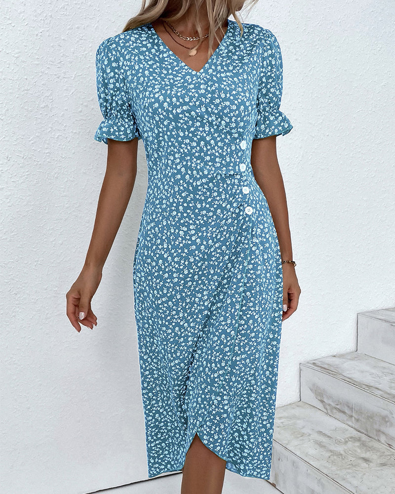 Meredith - Bloemen V-Hals Jurk
