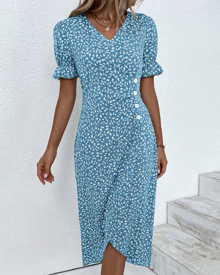 Meredith - Bloemen V-Hals Jurk