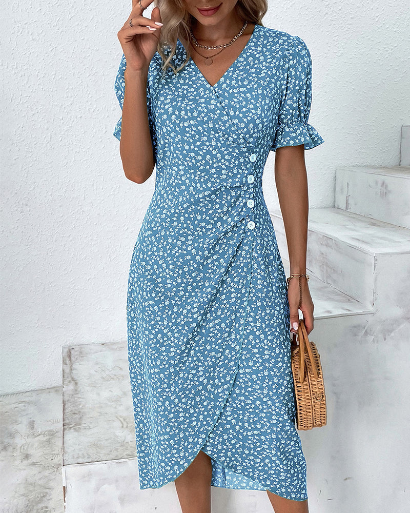 Meredith - Bloemen V-Hals Jurk