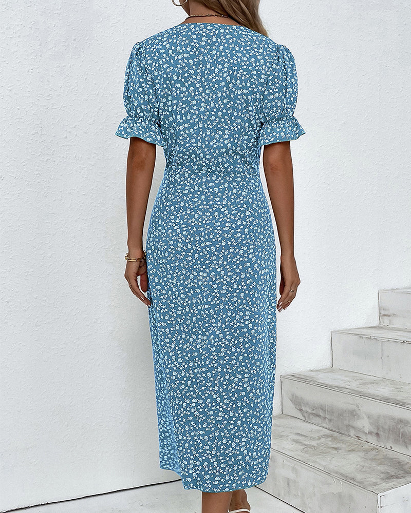 Meredith - Bloemen V-Hals Jurk