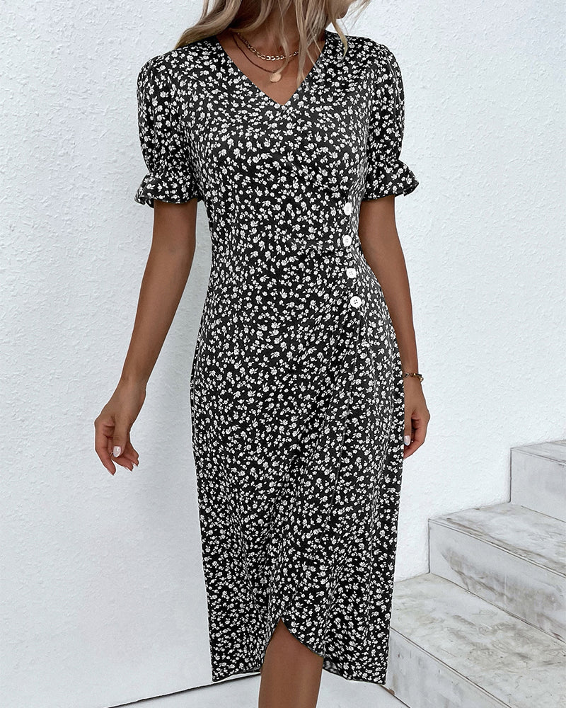 Meredith - Bloemen V-Hals Jurk