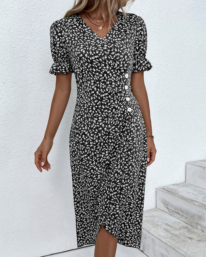Meredith - Bloemen V-Hals Jurk