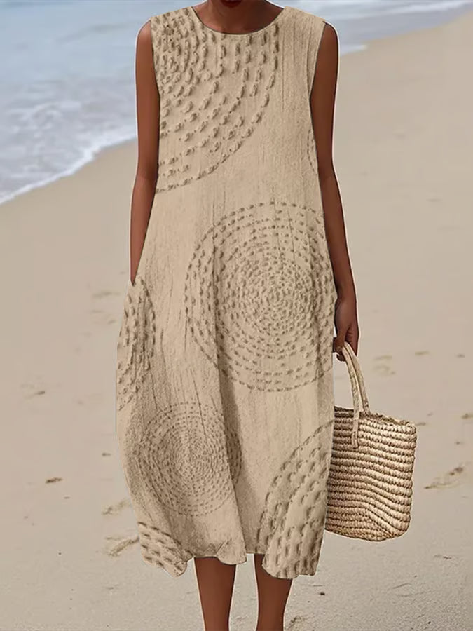 Sadie - Textured Mouwloze Maxi Jurk