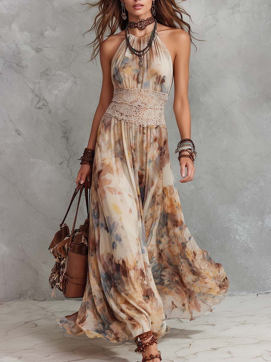 Lainey - Stijlvolle Maxi-jurk met Kantafwerking