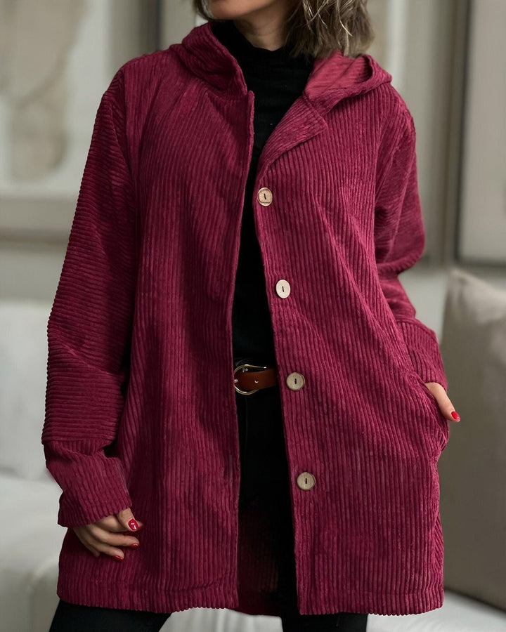 Abigail - Corduroy Hoodie Cardigan