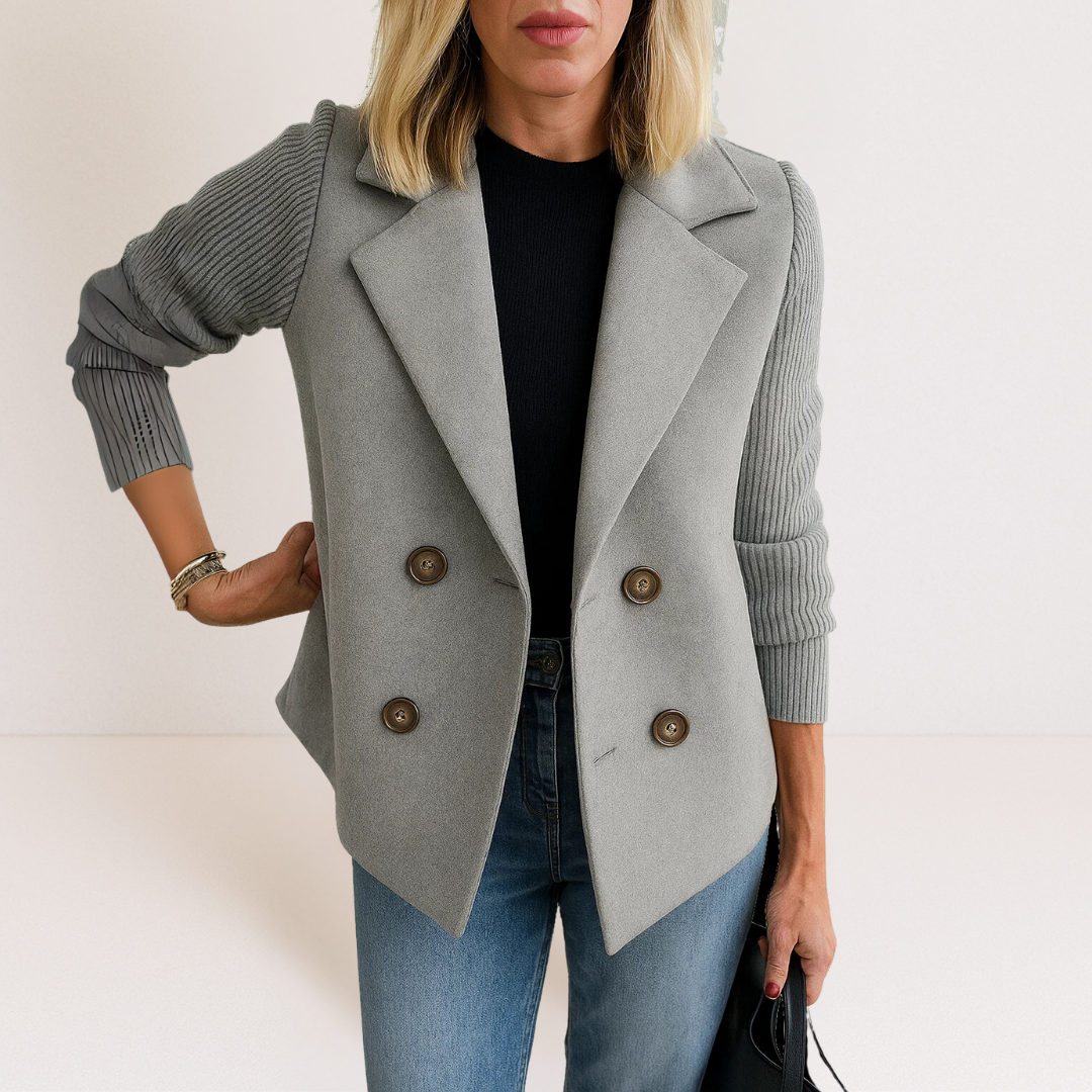 Marta - Elegante Jas met Gebreide Mouwen