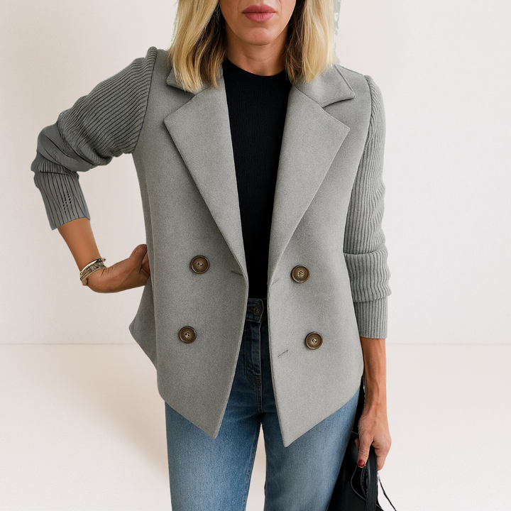 Marta - Elegante Jas met Gebreide Mouwen