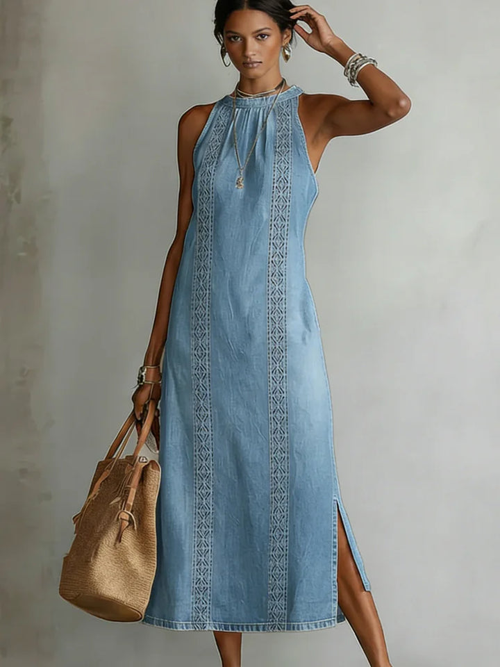 Zoey - Retro Kant Denim Jurk