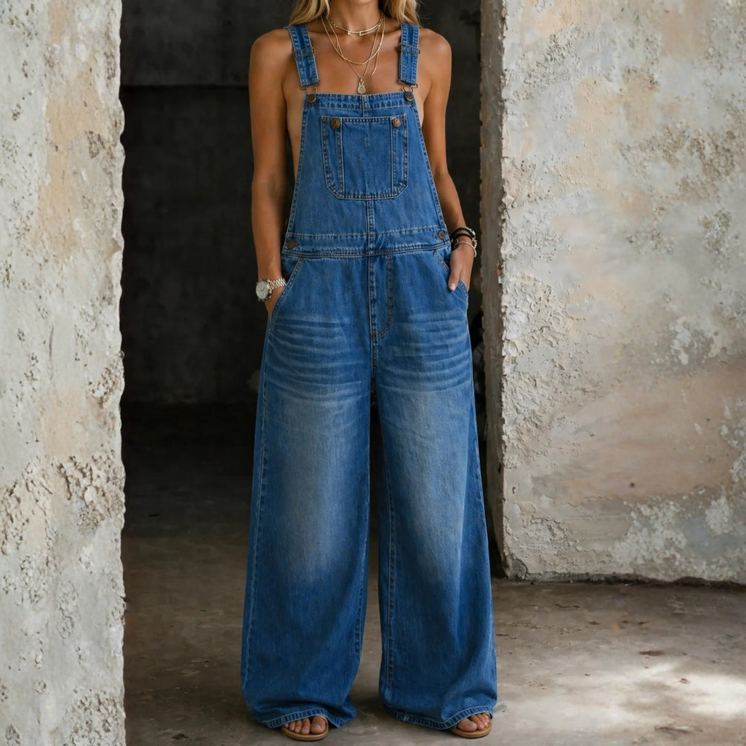 Liliana - Denim Jumpsuit met Elastische Taille