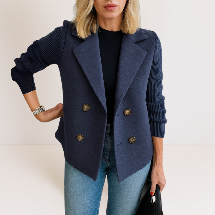 Marta - Elegante Jas met Gebreide Mouwen