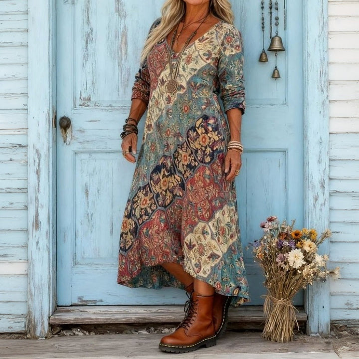 Harper - Casual Lange Mouwen Jurk met Vintage Inspiratie