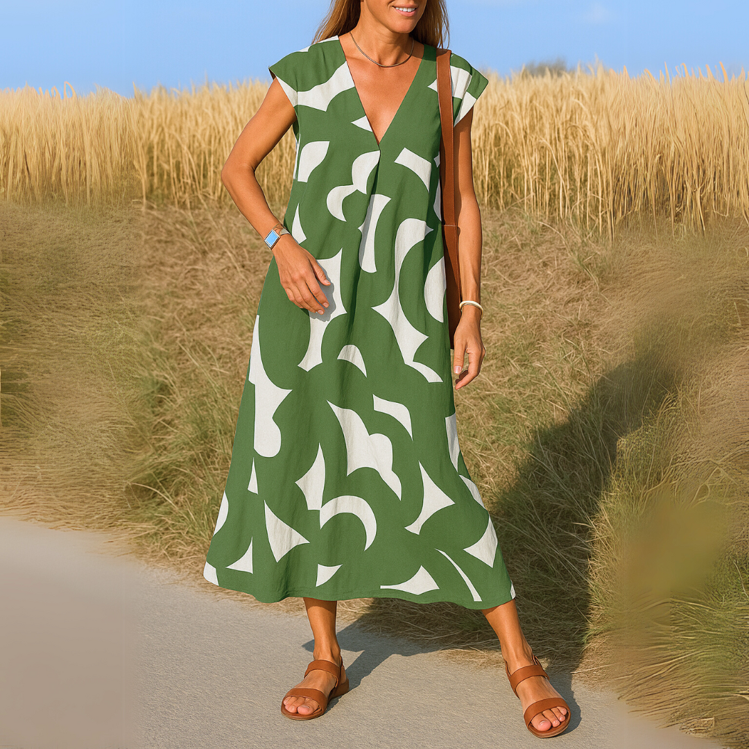 Layla - Vloeiende jurk met V-hals