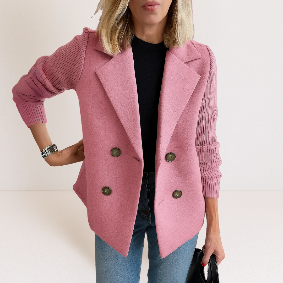 Marta - Elegante Jas met Gebreide Mouwen