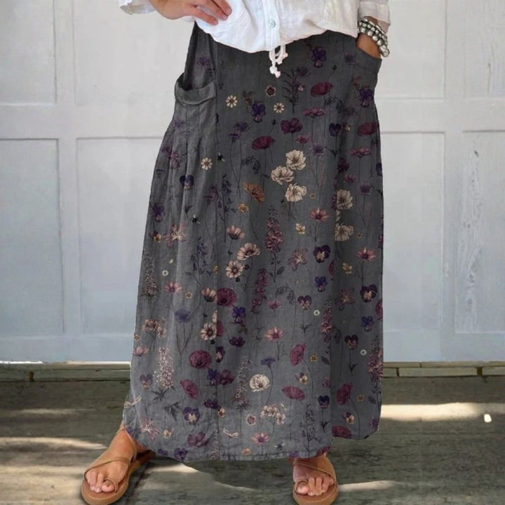 Vrouwen Bloemen Kunst Print Linnen Pocket Rok