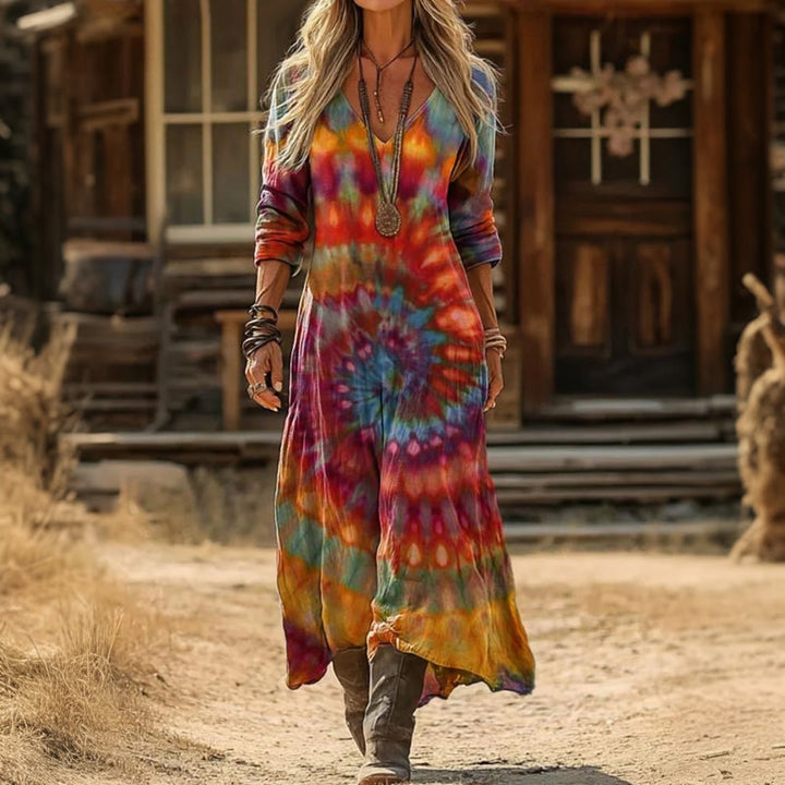 Skylar - Casual Lange Mouwen Jurk Geïnspireerd door Vintage