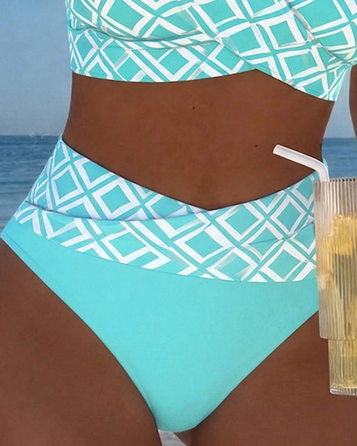 Fiona - Twee-delige bikini met uitgesneden beha en diamanten patroon
