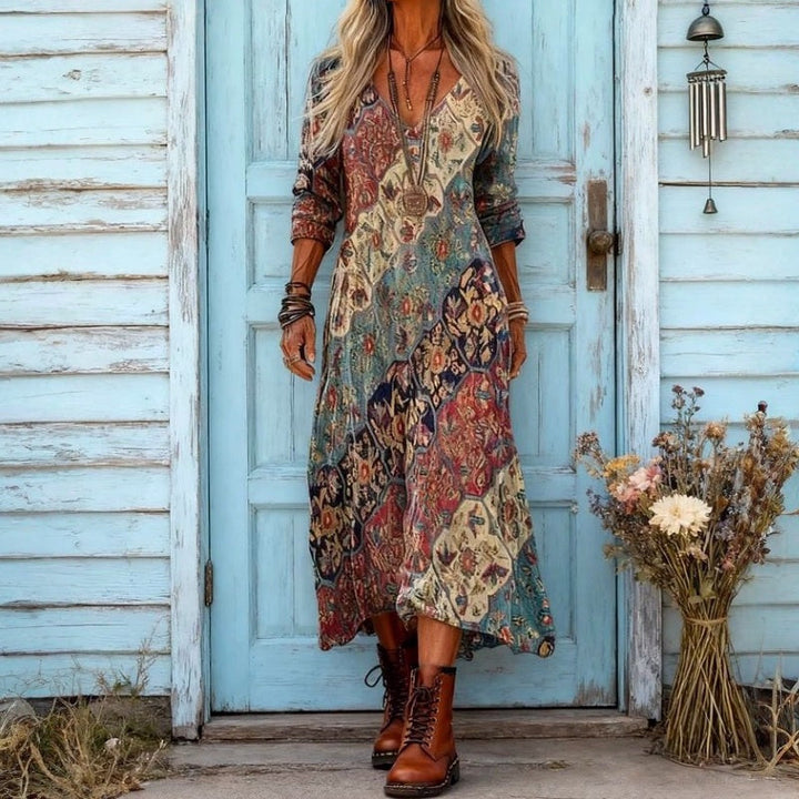 Harper - Casual Lange Mouwen Jurk met Vintage Inspiratie
