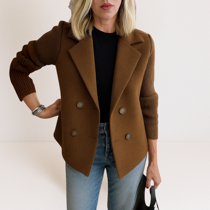 Marta - Elegante Jas met Gebreide Mouwen