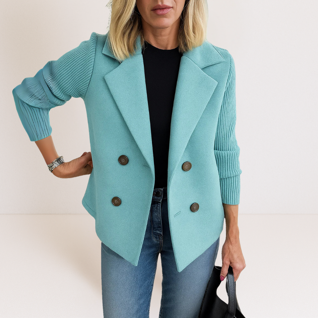 Marta - Elegante Jas met Gebreide Mouwen