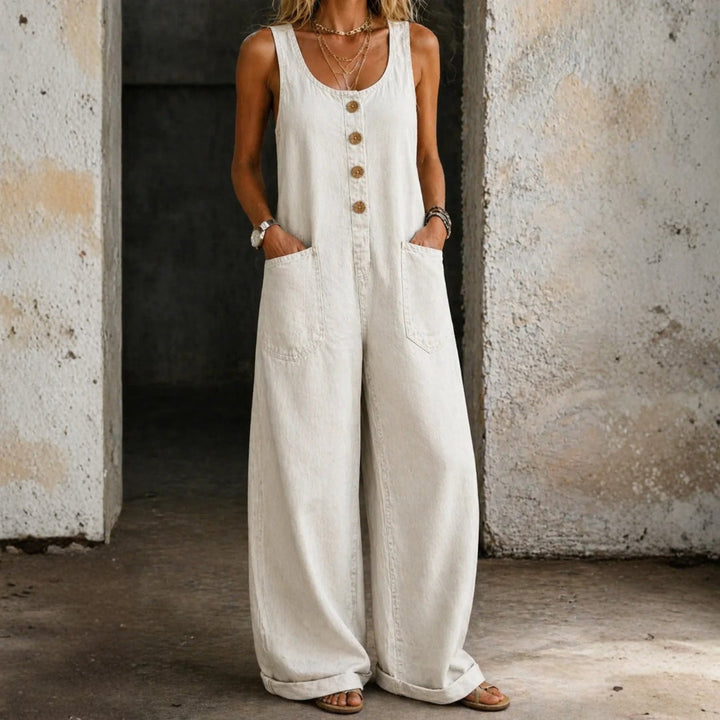 Megan - Vintage Gewassen Katoenen Denim Overalls