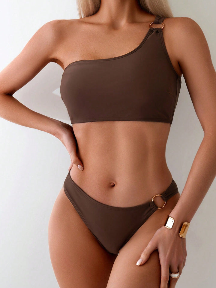 Zomer - Eén Schouder Bikini Met Ringdetail