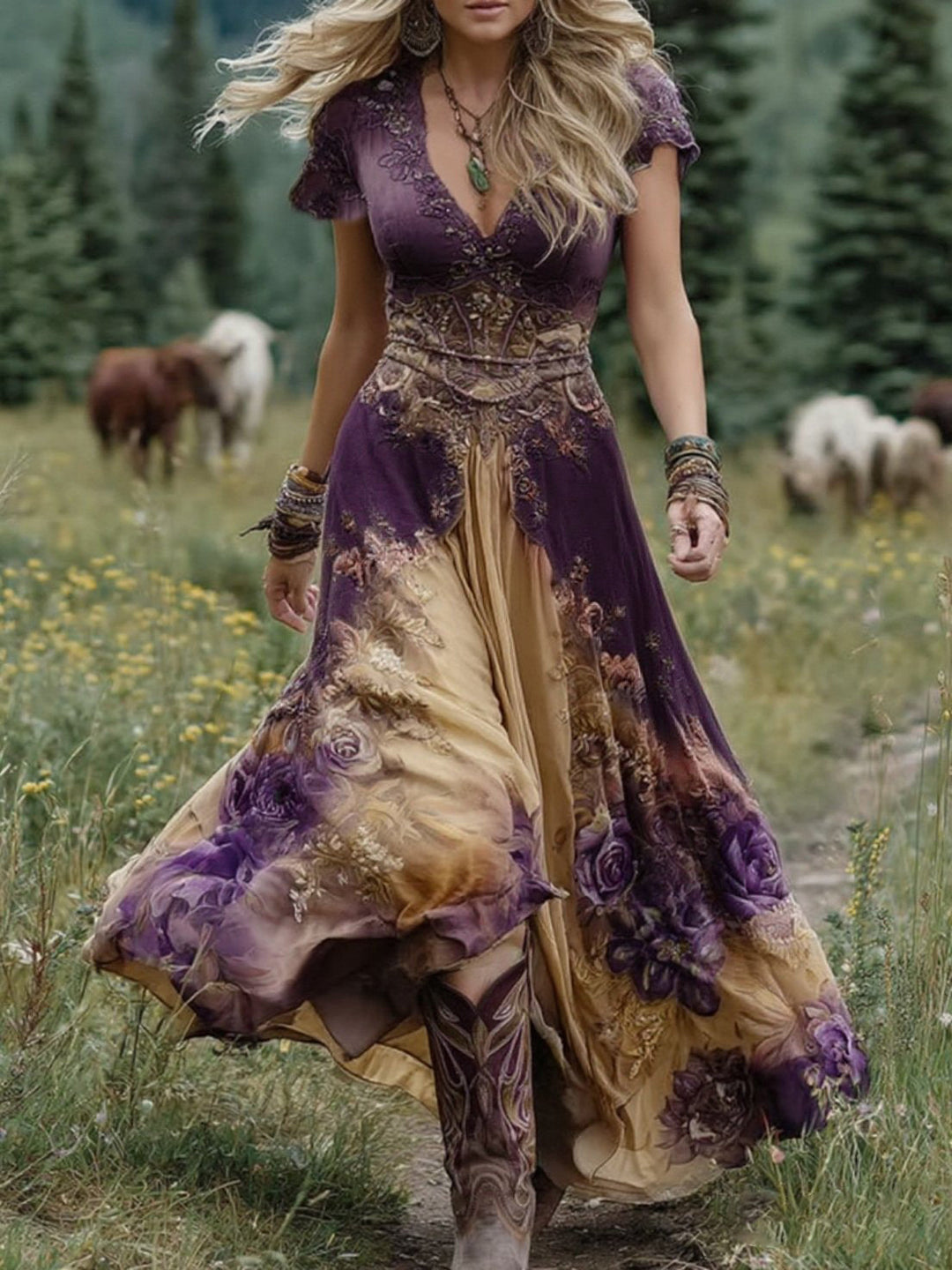 Holly - Korte Maxi Bloemenjurk