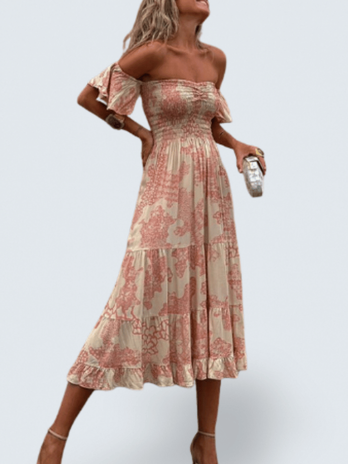 Isabella - Off Shoulder Midi Jurk
