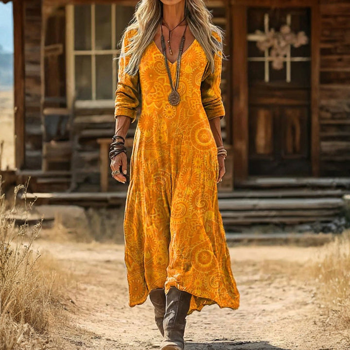 Macy - Casual Lange Mouwen Jurk met Vintage Inspiratie
