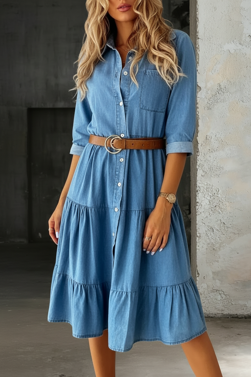 Willow - Casual Elegante Denim Jurk