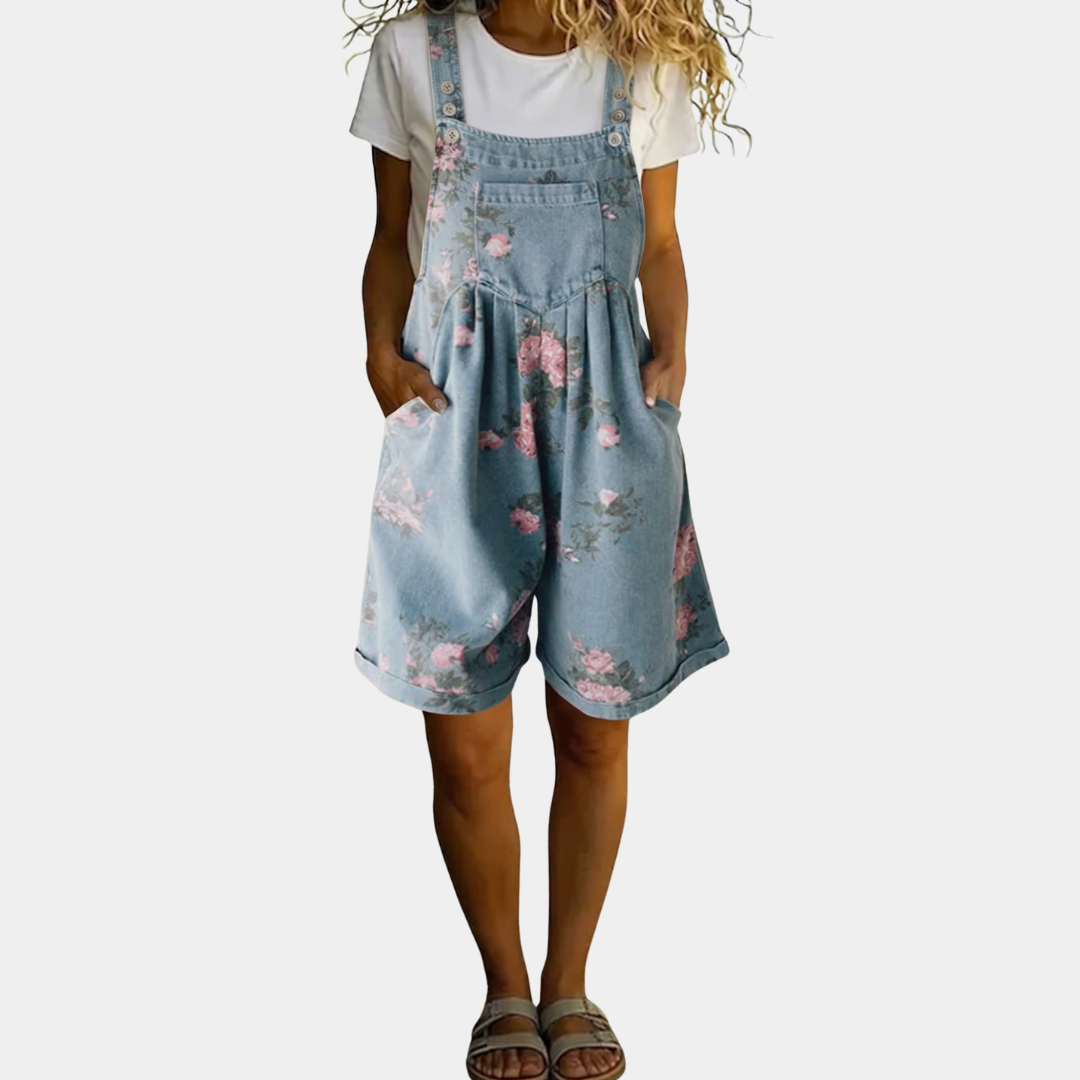 Vanessa - Bloemen Denim Jumpsuit