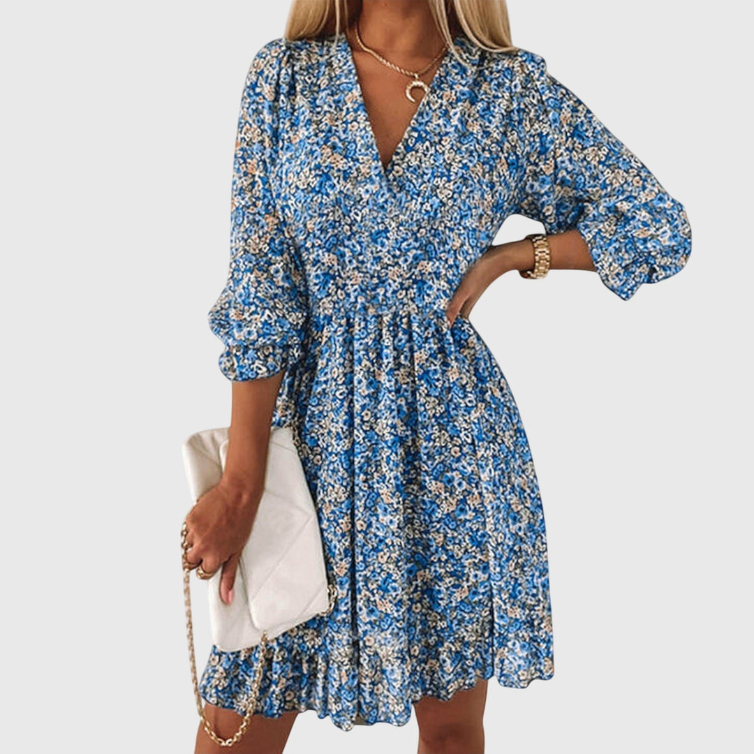 Stephanie - Bloemen Puff Sleeve Jurk