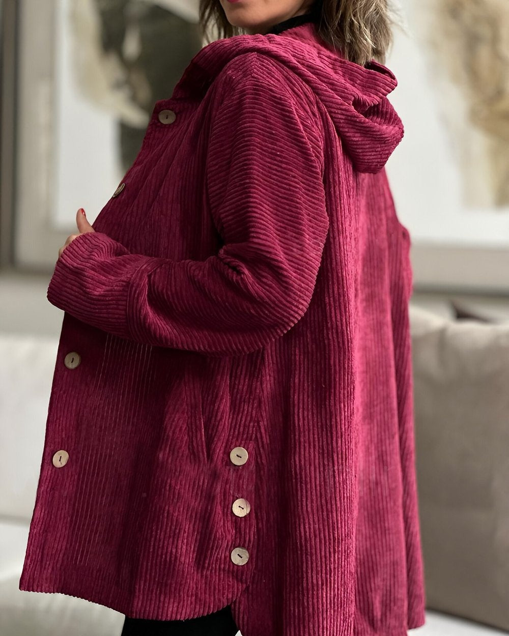 Abigail - Corduroy Hoodie Cardigan