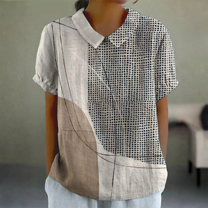 Amber - Blouse met Abstracte Vlekken en Lijnen
