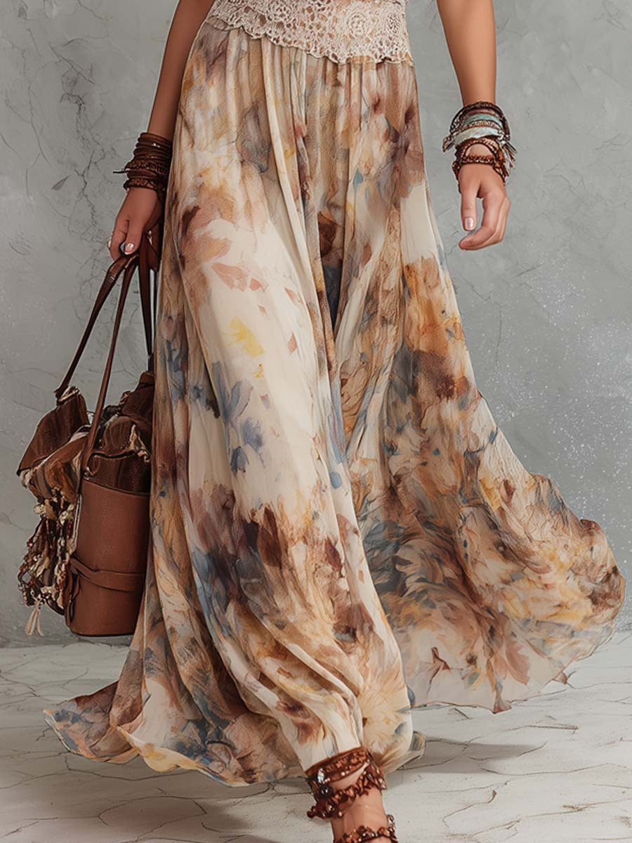 Lainey - Stijlvolle Maxi-jurk met Kantafwerking