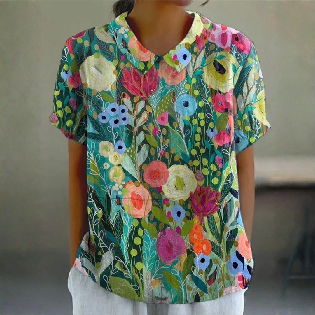 Kristal - Aquarel Bloemen Blouse