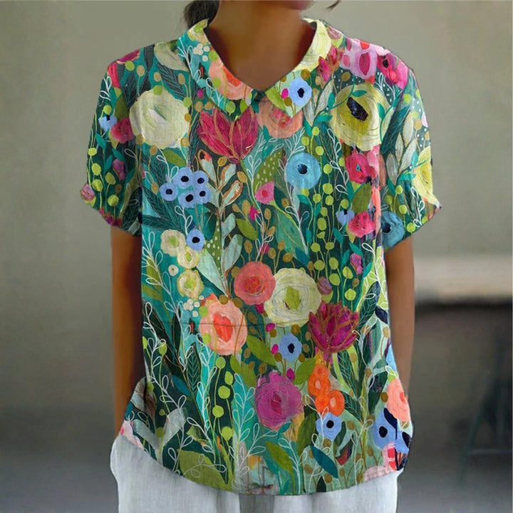 Kristal - Aquarel Bloemen Blouse