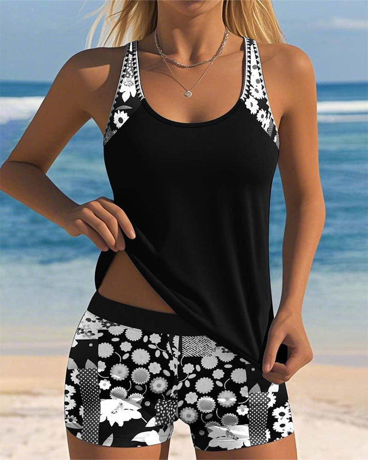 Leslie - Badpak Tanktop met Geprinte Boxer Set