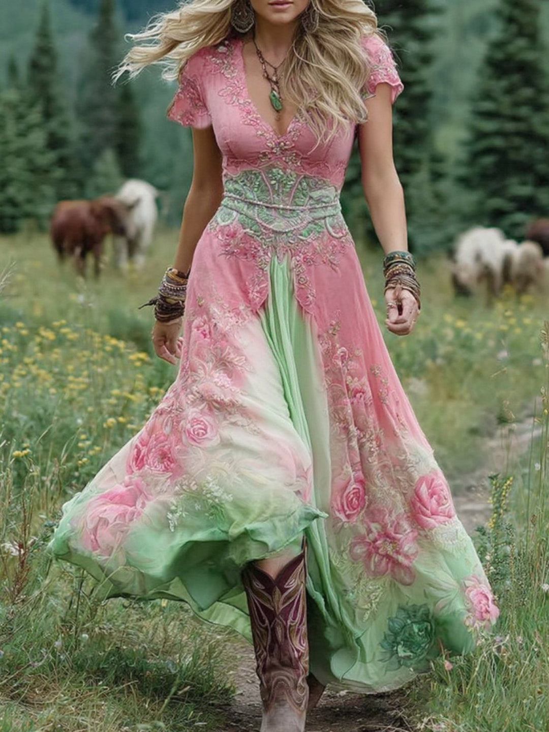 Holly - Korte Maxi Bloemenjurk