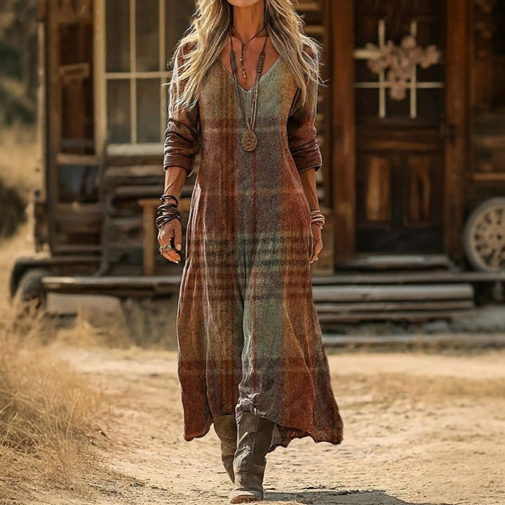 Margaret - Lange Mouwen Casual Jurk met Vintage Inspiratie