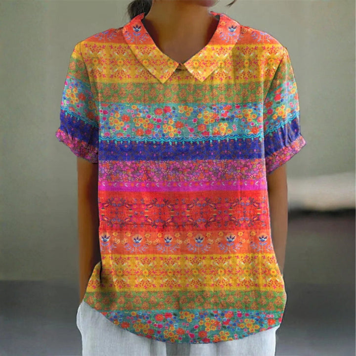 Brooke - Bloemrijke Gestreepte Blouse