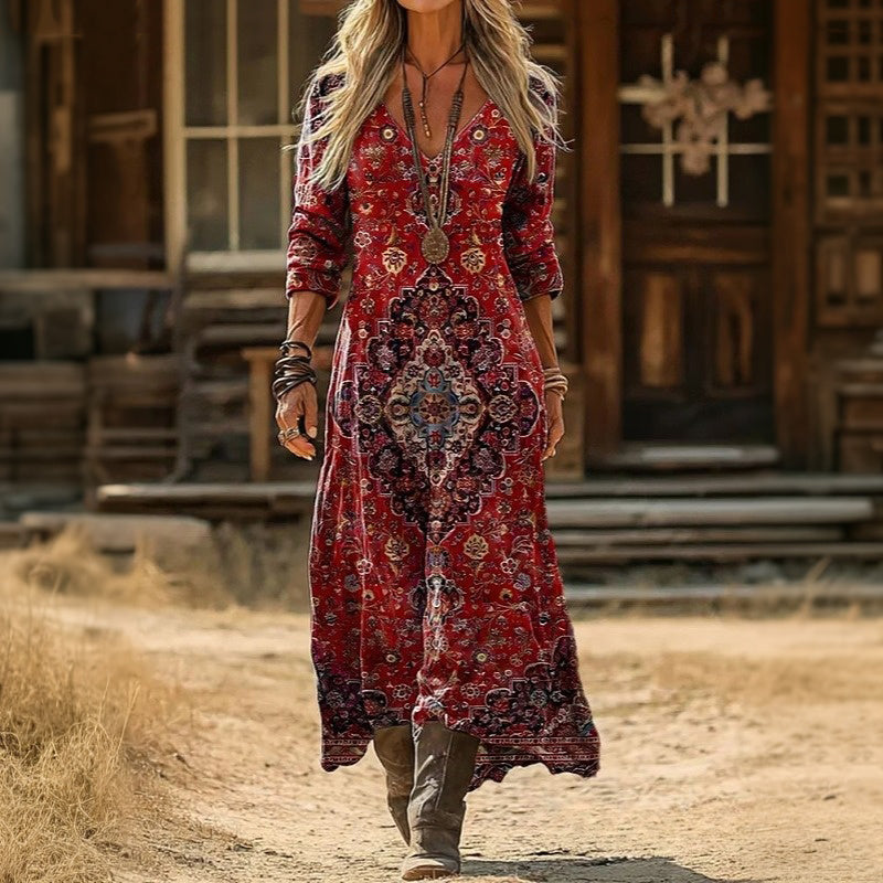 Vanessa - Casual Lange Mouwen Jurk met Vintage Inspiratie