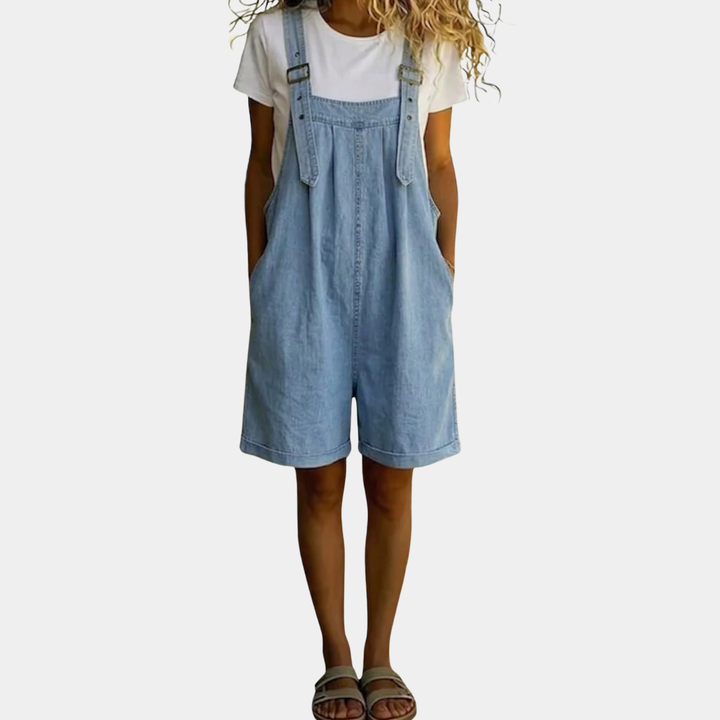 Rachel - Korte Denim Jumpsuit met Zachte Katoenen Touch