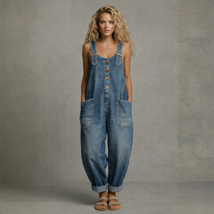 Ashley - Stijlvolle Denim Jumpsuit Met Zakken