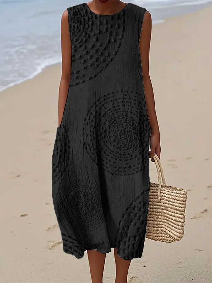 Sadie - Textured Mouwloze Maxi Jurk