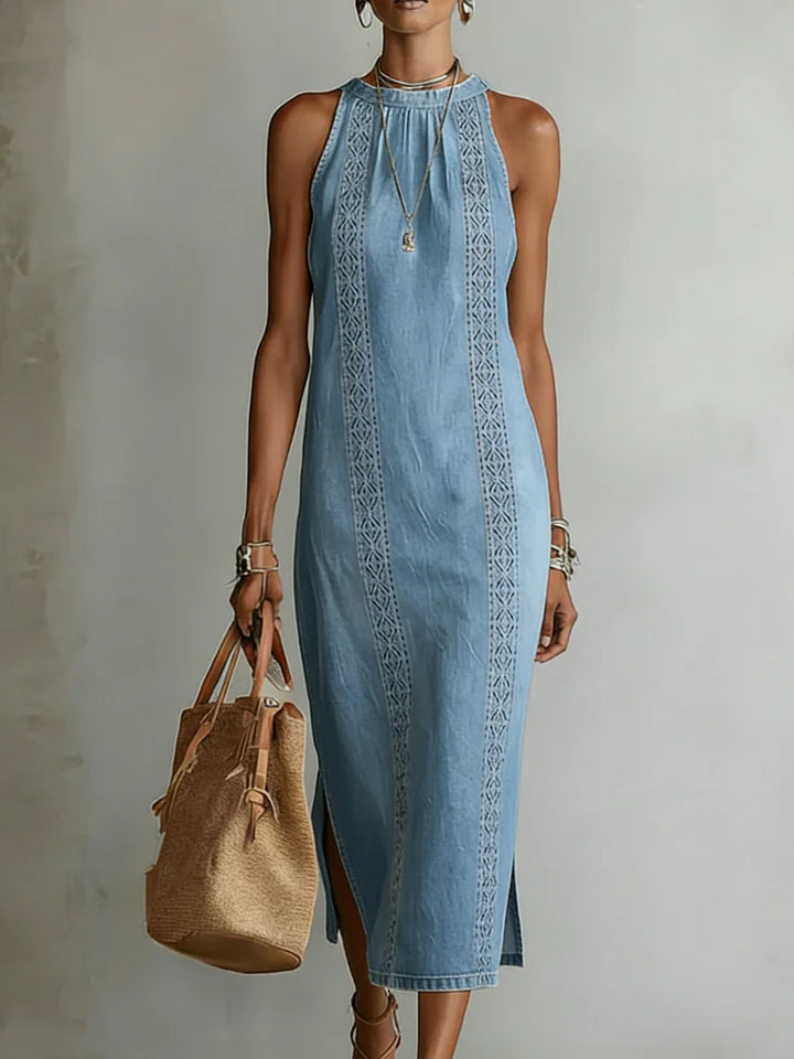 Zoey - Retro Kant Denim Jurk