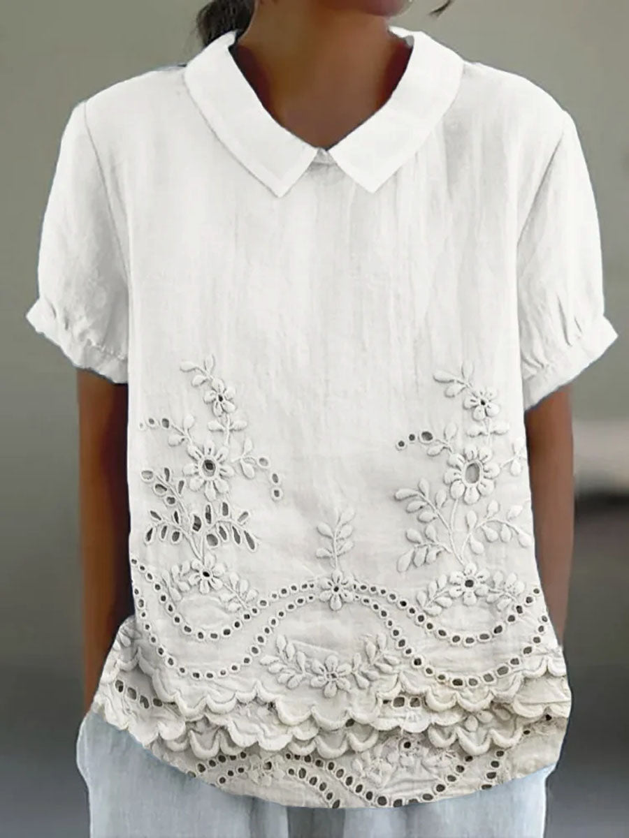 Jade - Geborduurde Bloemenblouse