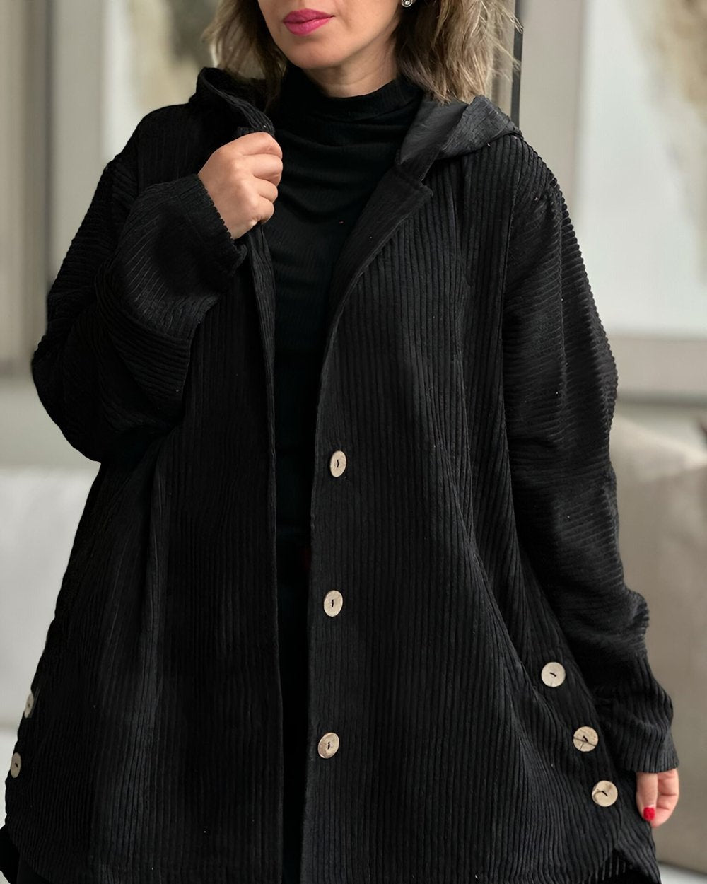 Abigail - Corduroy Hoodie Cardigan